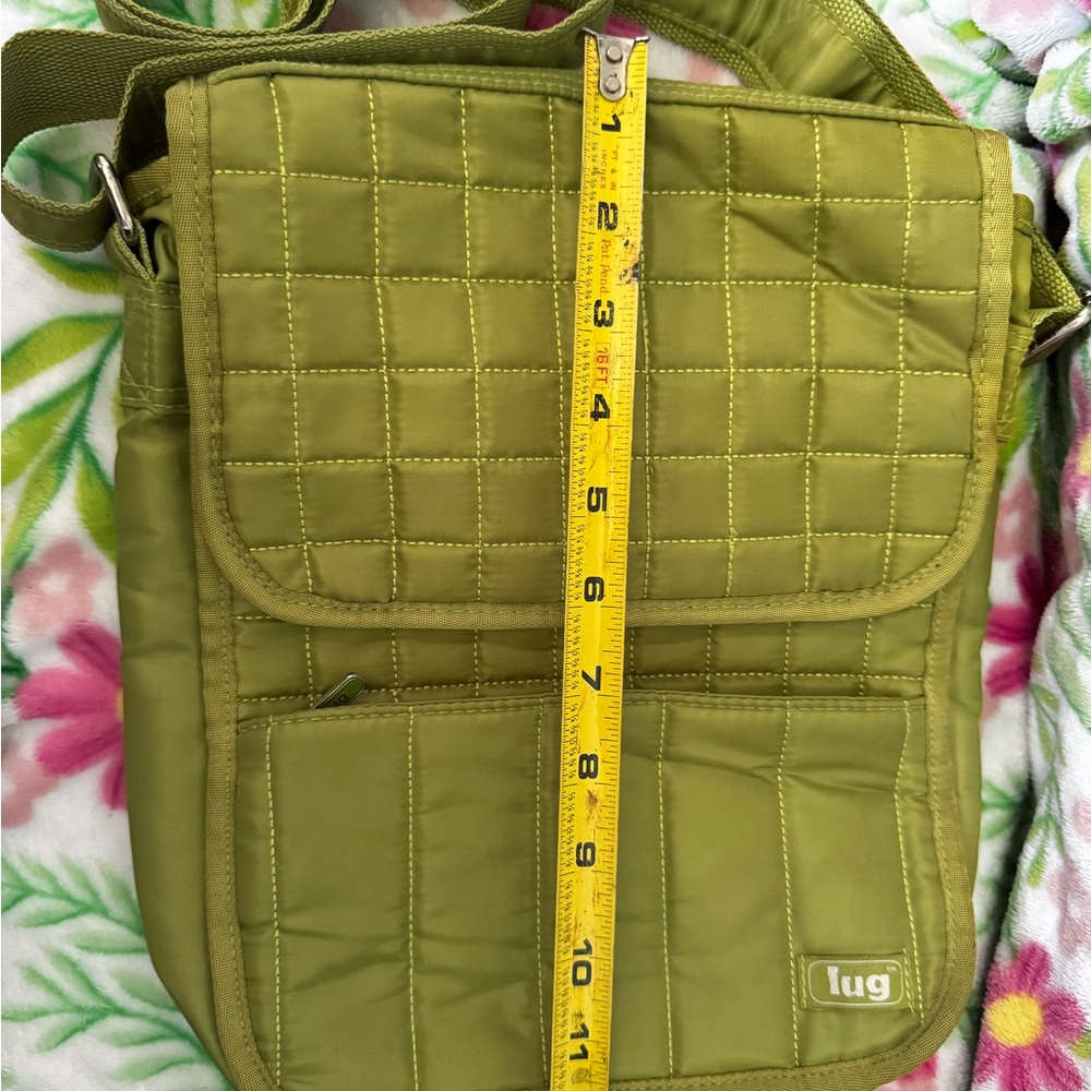 Lug Green Quilted Crossbody Bag with Flap Closure